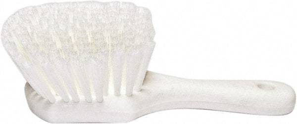 PRO-SOURCE - 1-3/4" Bristle Length, Plastic Utility Scrub Brush - 4-1/2" Long x 3-3/4" Wide Head, 8-1/2" OAL, Short Handle, White, Foam Block - Benchmark Tooling