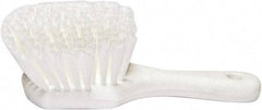 PRO-SOURCE - 1-3/4" Bristle Length, Plastic Utility Scrub Brush - 4-1/2" Long x 3-3/4" Wide Head, 8-1/2" OAL, Short Handle, White, Foam Block - Benchmark Tooling