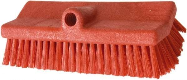 PRO-SOURCE - 1-3/4" Bristle Length, Polypropylene Food Service Brush - 10" Long x 5" Wide Head, 20" OAL, Long Handle, Red, Foam Block - Benchmark Tooling