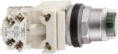 Schneider Electric - 1.18 Inch Mount Hole, Extended Straight, Pushbutton Switch - Round, White Pushbutton, Illuminated, Momentary (MO), Weatherproof, Dust and Oil Resistant - Benchmark Tooling