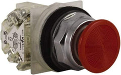 Square D - 30mm Mount Hole, Extended Mushroom Head, Pushbutton Switch Only - Round, Red Pushbutton, Nonilluminated, Momentary (MO), Dusttight, Oiltight and Watertight - Benchmark Tooling