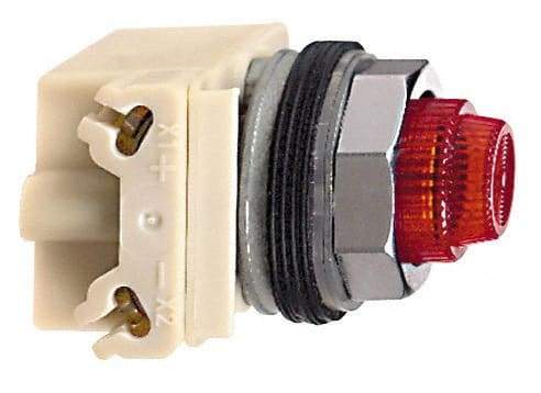 Schneider Electric - 240 VAC Red Lens Incandescent Pilot Light - Round Lens, Screw Clamp Connector - Benchmark Tooling