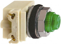 Square D - 120 V Green Lens LED Indicating Light - Round Lens, Screw Clamp Connector, 70mm OAL x 54mm Wide, Shock Resistant, Vibration Resistant - Benchmark Tooling