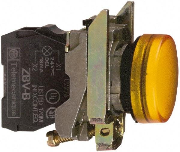 Schneider Electric - 250 V Orange Lens Pilot Light - Round Lens, Screw Clamp Connector, 30mm Wide, Vibration Resistant, Water Resistant - Benchmark Tooling