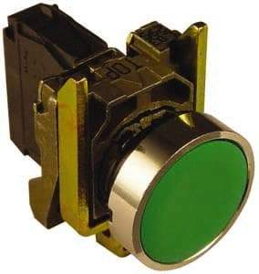 Square D - 0.87 Inch Mount Hole, Pushbutton Switch Only - Round, Green Pushbutton, Illuminated, Momentary (MO), Shock and Vibration Resistant - Benchmark Tooling