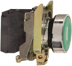 Square D - 0.87 Inch Mount Hole, Flush, Pushbutton Switch Only - Round, Green Pushbutton, Nonilluminated, Momentary (MO), Shock and Vibration Resistant - Benchmark Tooling