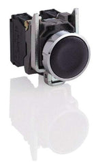 Square D - 0.87 Inch Mount Hole, Flush, Pushbutton Switch Only - Round, Black Pushbutton, Nonilluminated, Momentary (MO), Shock and Vibration Resistant - Benchmark Tooling