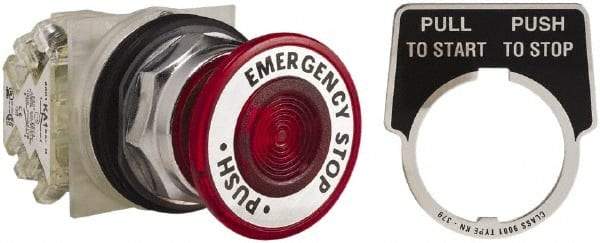 Square D - 30mm Mount Hole, Pushbutton Switch - Red Pushbutton, Maintained (MA) - Benchmark Tooling