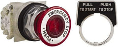 Square D - 30mm Mount Hole, Pushbutton Switch - Red Pushbutton, Maintained (MA) - Benchmark Tooling