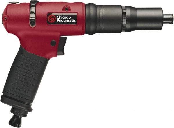 Chicago Pneumatic - 1/4" Bit Holder, 1,000 RPM, Pistol Grip Handle Air Screwdriver - 0.73 to 5-1/2 Ft/Lb Torque, 1/4" Inlet, 5.25 CFM - Benchmark Tooling