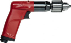 Chicago Pneumatic - 1/4" Keyed Chuck - Pistol Grip Handle, 4,500 RPM, 2.5 LPS, 5.3 CFM, 0.5 hp, 90 psi - Benchmark Tooling