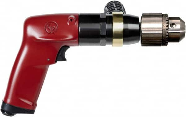 Chicago Pneumatic - 1/2" Keyed Chuck - Pistol Grip Handle, 900 RPM, 4.5 LPS, 7.45 CFM, 1 hp, 90 psi - Benchmark Tooling