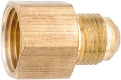 ANDERSON METALS - 1/4" Tube OD, 45° Lead Free Brass Flared Tube Female Connector - 3/8 NPT, Flare x FNPT Ends - Benchmark Tooling