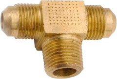 ANDERSON METALS - 1/4" Tube OD, 45° Lead Free Brass Flared Tube Male Branch Tee - 1/4 NPT, Flare x Flare x MIP Ends - Benchmark Tooling