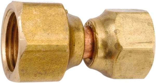 ANDERSON METALS - 3/8 x 1/4" Tube OD, 45° Lead Free Brass Flared Tube Swivel Connector Reducing - Flare x Flare Ends - Benchmark Tooling
