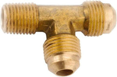 ANDERSON METALS - 1/4" Tube OD, 45° Lead Free Brass Flared Tube Male Run Tee - 1/4 NPT, Flare x MIP x Flare Ends - Benchmark Tooling