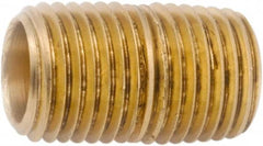 ANDERSON METALS - 1" Long, 3/8" Pipe Threaded Brass Pipe Nipple - NPT Thread, Lead Free Brass - Benchmark Tooling