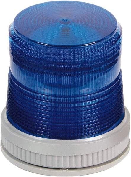 Edwards Signaling - 24 VDC, 4X NEMA Rated, LED, Blue, Flashing, Steady Light - 65 Flashes per min, 3/4 Inch Pipe, 3-3/4 Inch Diameter, 4-3/4 Inch High, Panel Mount, Pipe Mount, Wall Mount - Benchmark Tooling