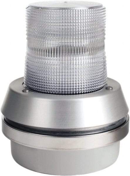 Edwards Signaling - 120 VAC, LED, Clear, Flashing Light - 65 Flashes per min, 1/2 Inch Pipe, 6 Inch Diameter, 7-3/8 Inch High, Box Mount, Pane, Pipe, Surface and Wall Mount - Benchmark Tooling