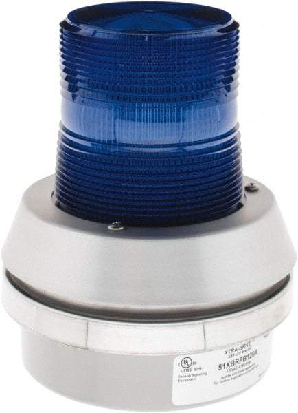 Edwards Signaling - 120 VAC, LED, Blue, Flashing Light - 65 Flashes per min, 1/2 Inch Pipe, 6 Inch Diameter, 7-3/8 Inch High, Box Mount, Pane, Pipe, Surface and Wall Mount - Benchmark Tooling