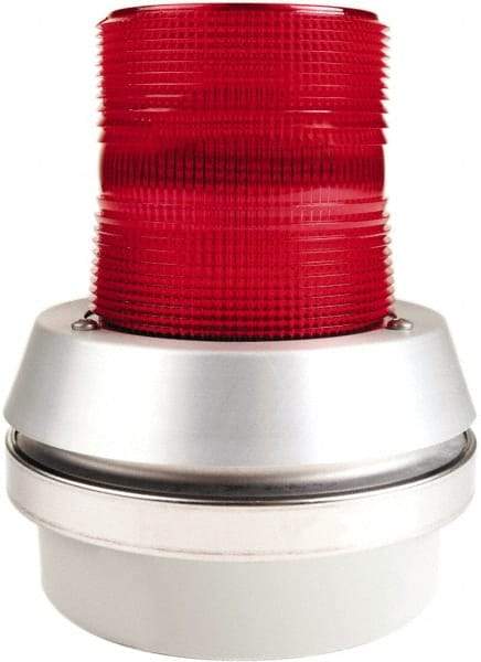 Edwards Signaling - 24 VDC, LED, Red, Flashing Light - 65 Flashes per min, 1/2 Inch Pipe, 6 Inch Diameter, 7-3/8 Inch High, Box Mount, Pane, Pipe, Surface and Wall Mount - Benchmark Tooling