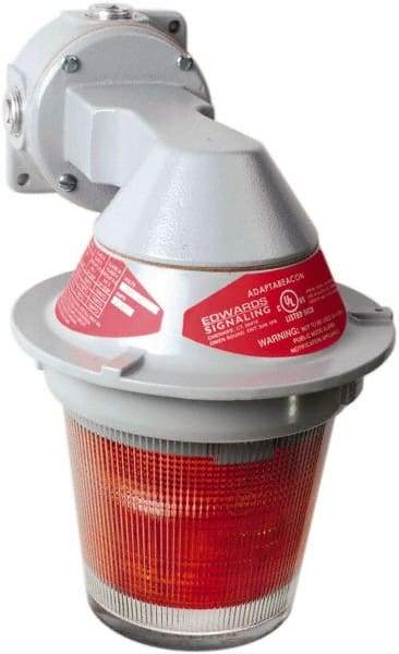 Edwards Signaling - 120 VAC, 4, 3R NEMA Rated, LED, Red, Flashing, Steady Light - 65 Flashes per min, 3/4 Inch Pipe, 7 Inch Diameter, 11-3/8 Inch High, Bracket Mount - Benchmark Tooling