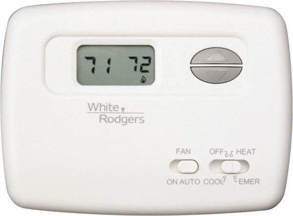 White-Rodgers - 45 to 90°F, 2 Heat, 1 Cool, Digital Nonprogrammable Heat Pump Thermostat - 20 to 30 Volts, Horizontal Mount, Hardwire Switch - Benchmark Tooling