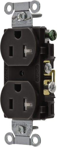 Hubbell Wiring Device-Kellems - 125 VAC, 20 Amp, 5-20R NEMA Configuration, Black, Specification Grade, Self Grounding Duplex Receptacle - 1 Phase, 2 Poles, 3 Wire, Flush Mount, Tamper Resistant - Benchmark Tooling