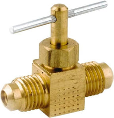 ANDERSON METALS - 3/8 x 3/8" Pipe, Inline Metal Seat Needle Valve - Brass Seal, FL x FL Ends, Lead Free Brass Valve, 150 Max psi - Benchmark Tooling