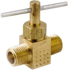 ANDERSON METALS - 1/4" Pipe, Inline Metal Seat Needle Valve - Brass Seal, MPT Ends, Lead Free Brass Valve, 150 Max psi - Benchmark Tooling