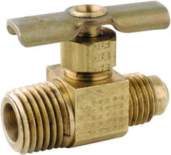 ANDERSON METALS - 1/4 x 1/4" Pipe, Inline Metal Seat Needle Valve - Brass Seal, FL x MIP Ends, Lead Free Brass Valve, 150 Max psi - Benchmark Tooling