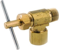 ANDERSON METALS - 3/8 x 1/4" Pipe, Angled Metal Seat Needle Valve - Brass Seal, Compression x MIP Ends, Lead Free Brass Valve, 150 Max psi - Benchmark Tooling