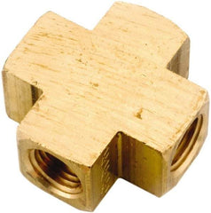 ANDERSON METALS - 1/8-27 Female Thread, Lead Free Brass Industrial Pipe Female Cross - FNPT, 1,000 psi - Benchmark Tooling