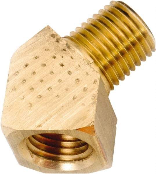 ANDERSON METALS - 1/8-27 Male Thread x 1/8-27 Female Thread, Lead Free Brass Industrial Pipe 45° Street Elbow - MNPT x FNPT, 1,000 psi - Benchmark Tooling
