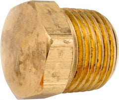 ANDERSON METALS - 1/2-14 Male Thread, Lead Free Brass Industrial Pipe Hex Head Plug - MNPT, 1,000 psi - Benchmark Tooling