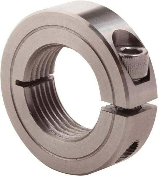 Climax Metal Products - 1 1/8-7 Thread, Stainless Steel, One Piece Threaded Shaft Collar - 1-7/8" Outside Diam, 1/2" Wide - Benchmark Tooling