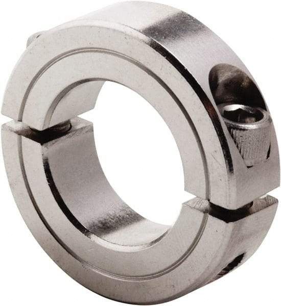 Climax Metal Products - 5-1/2" Bore, Stainless Steel, Two Piece Clamp Collar - 6-3/4" Outside Diam, 7/8" Wide - Benchmark Tooling