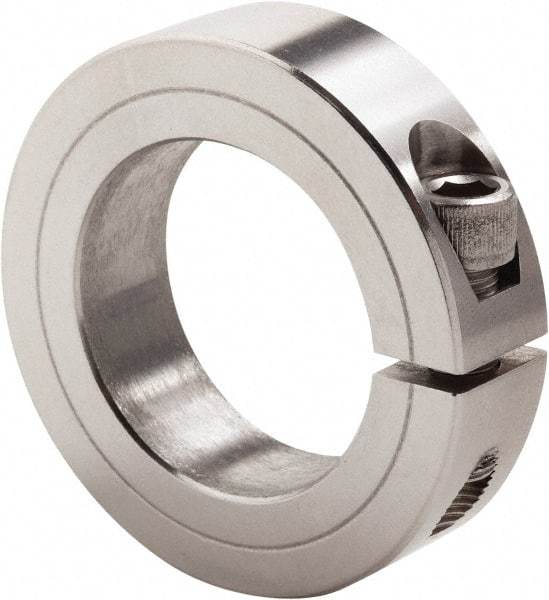 Climax Metal Products - 3-3/16" Bore, Stainless Steel, One Piece Clamp Collar - 4-1/2" Outside Diam, 7/8" Wide - Benchmark Tooling