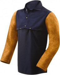 Steiner - Size S, 19" Long, Flame Resistant, Cape Sleeves & Bib - Cotton & Leather, 9 oz, Blue - Benchmark Tooling