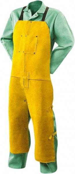 Steiner - 24 x 48" General Purpose Split Leg Apron - Leather, Yellow, 1 Pocket, Strap Closure - Benchmark Tooling