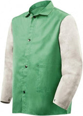 Steiner - Size 4XL Flame Resistant/Retardant Jacket - Green, Gray, Cotton & Leather, Snaps Closure - Benchmark Tooling