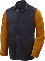 Steiner - Size 4XL Flame Resistant/Retardant Jacket - Navy, Gold, Cotton & Leather, Snaps Closure - Benchmark Tooling