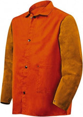 Steiner - Size M Flame Resistant/Retardant Jacket - Orange, Rust, Cotton & Leather, Snaps Closure - Benchmark Tooling