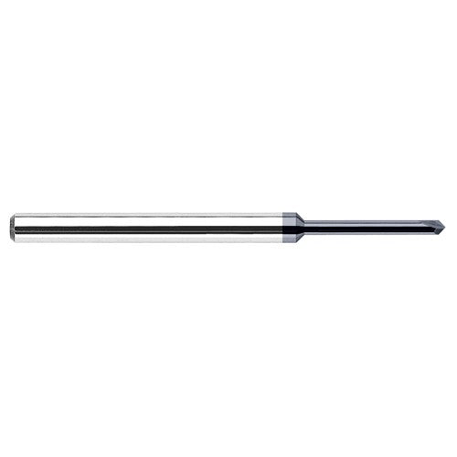 Chamfer Cutters - 0.0780″ (5/64″) Neck Diameter × 0.4060″ (13/32″) Reach × 45° per side Carbide Pointed Chamfer Cutter, 2 Flutes, AlTiN Coated - Exact Industrial Supply