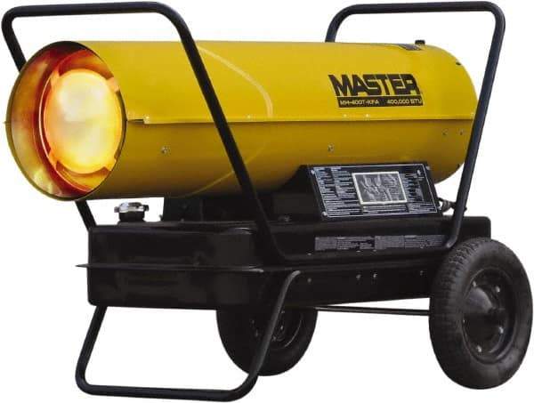 Master - 400,000 BTU Rating, Multi-Fuel Forced Air Heater - 10,000 Sq Ft Max Heating Area, 24 Gal Capacity, Fuel with Kerosene, Diesel & Fuel Oil - Benchmark Tooling