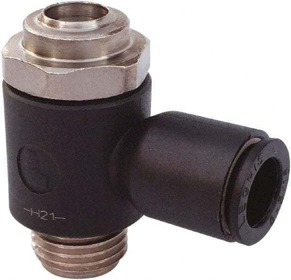 Legris - Speed & Flow Control Valves   Valve Type: Compact Meter Out Flow Control    Male Thread Size: 10-32 - Benchmark Tooling