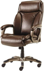 ALERA - 47" High Executive High Back Leather Chair - 27" Wide x 30-3/8" Deep, Leather Seat, Brown - Benchmark Tooling