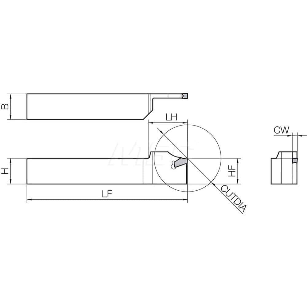 Indexable Cutoff Toolholder: 1″ Max Depth of Cut, 2″ Max Worpiece Dia, Right Hand 3/4″ Shank Height, 3/4″ Shank Width, Uses TKN3, TKN3-P, TKR3 & TKR3-P Inserts, Series KTKC