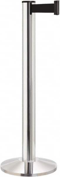 Lavi Industries - 40" High, 2-3/4" Pole Diam, Stanchion - 14" Base Diam, Dome Cast Iron Base, Polished Chrome (Color) Aluminum Post, 13' x 2" Tape, Single Line Tape - Benchmark Tooling