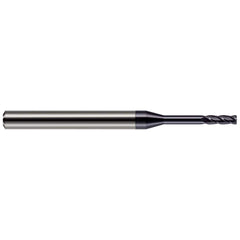 Corner Radius End Mill: 0.062″ Dia, 0.186″ LOC, 0.02″ Radius, 4 Flutes, Solid Carbide 1-1/2″ OAL, 1″ Shank Dia, Helix, AlTiN Coated, Corner Radius End, Centercutting